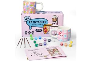 Pott'd Paintables Paint-a-Mug Set, Pottery Painting Kits for Adults. DIY Mug Painting Kit for Beginners. Ceramic Painting Kit Includes Mugs, Paints, Brushes, Cloth and Painting Inspiration Guide