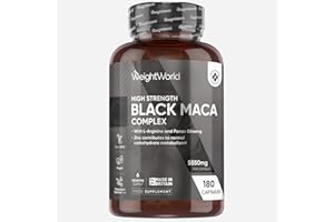 WEIGHTWORLD Maca Root Capsules 5550mg - 180 Capsules - 6 Months Supply - Black & Yellow Maca with L-Arginine & Panax Ginseng - Zinc Contributes to Normal Fertility & Reproduction (EFSA) - for Men & Women
