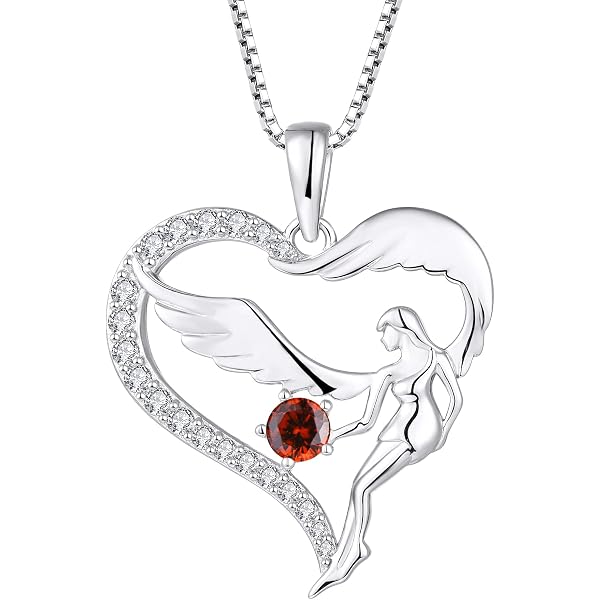 FJ Collana Madre E Figlia In Argento 925 - Ciondolo Albero Della Vita E Angelo Custode Con Zirconia - Regalo Per Mamma