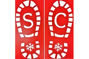 YLAB Santa Footprint Stencils – Reusable 'SC' Santa Claus Boot Print Templates – Left & Right Feet – Xmas Floor Stencil for Flour, Snow Spray, Glitter – Christmas Decorations for Kids & Adults