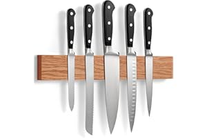 LARHN Barra Magnetica per Coltelli in Quercia con Magnete Extra Forte - 40 cm - Porta-Coltelli Cucina Magnetico