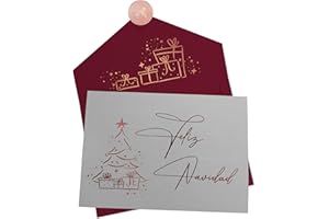 Joli Coon Tarjeta de Navidad elegante con sobre y sello en relieve - Tarjetas navidad - Tarjeta feliz navidad