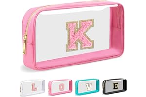 SYYHSYAL Cosmetic Bags Clear Makeup Bag Organizer Travel Essentials Gifts for Women Girlfriend Teen Mom Teacher Brithday Mothers Day Gifts A-Z Personalized Bag (K, Pink)