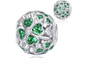 FOREVER QUEEN Breloque trèfle à quatre feuilles Perles Charm 925 argent sterling pour bracelets pour femmes