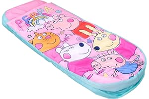 Character World Peppa Pig and Friends ReadyBed Kids Inflatable Air Bed and Sleeping Bag with Pump | Travel Mattress for Sleepovers and Camping or Home Use, Pink