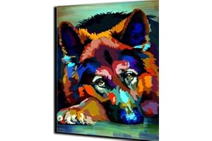 WANGMAOMAO Paint By Numbers For Adults and Kids DIY Oil Painting Gift Kits Pre-Printed Canvas 16*20 inch Hand painted Digital Painting Art Home Decoration german shepherd pet dog animal -with Framed