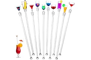 GENERIC Cocktail Swizzle Stirrer Sticks, Xfaiz Pack of 10 Cocktail Mixing Spoons Colorful Acrylic Cocktail Drink Stirrer for Bars Cafes Restaurants Home Use