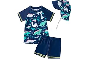 YAGATA Kinder Jungen Badeanzug Bademode Jungen Uv-Schutz Bade-Set Dinosaurier Badeshorts Badebekleidung