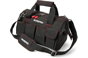 WORKPRO W081021A verktygspåse, mångsidig bred munförvaringsväska, 35 cm, blå