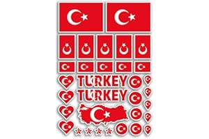 DV DESIGN Foglio adesivo A4 bandiere della Turchia Adesivi in vinile - Paese turco Europa Bandiera nazionale del mondo Vacanze Viaggi Vacanze Auto Estetica #80056