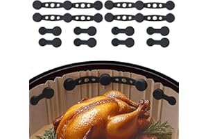 QINYOULHAUSE Magnete für Airfryer Backpapier 4 Stück Magnetische Silikon Befestigungsschnalle Hochtemperaturbeständige für Heißluftfritteuse verhindern das Abdecken der Lebensmittel durch Backpapier (Schwarz)