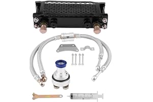 KIMISS Motorcycle Engine Oil Cooler Oil Cooling Radiator Kit for CB CG 100CC-250CC(65ML-Black)