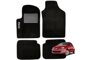 W-PARTS SERIE 4 TAPPETI - TAPPETINI IN MOQUETTE NERI PER 500 DAL 2007 AL 2012 con battitacco Cucito e Striscia Antiscivolo