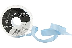 Berisfords 3501-CF-15 20 m x 15 mm Double Faced Satin Ribbon, Cornflower,Blue
