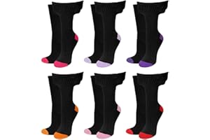Mystoreonline9 Women's Extra Wide Diabetic Socks Non Elastic Comfort Fit Travel Socks Gentle Grip Black with Contrast Heel and Toes (3 Pair Pack)