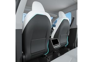 TOPABYTE Protector de Respaldo de Cuero para Asiento para Tesla Model Y Model 3 Model S Model X Accesorios Alfombrillas para Asiento Trasero para Niños Funda para Asiento Trasero 2 Piezas