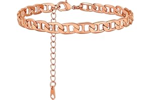 ChainsHouse Sterling Silver Anklets Bracelet for Women, Cuban Link/Figaro/Twist Rope/Wheat Chain Adjustable Stainless Steel Gold Plated Girls Charm Anklet Barefoot Summer Beach Jewelry