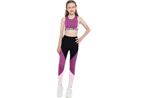 MSemis Conjuntos Deportivos Niña Crop Top Sin Manga+Pantalónes Deportivos Largos Ropa Deportiva Niña para Gym Yoga Ejercicio Sportswear