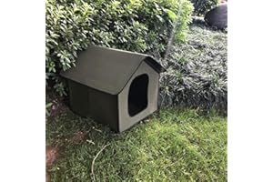 SUNJULY Outdoor Cat House,House Outdoor For Dog Pets House, Winter Resistant, Cat House Waterproof,Foldable, Dog Kennel,Cats House Garden For Dogs, Cats, Rabbits (Army Green)