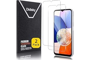 Didisky 2-Unidades Cristal Templado Protector de Pantalla para Samsung Galaxy A14 4G, A14 5G 6.6'', Antihuellas, Sin Burbujas, Fácil de Limpiar, 9H Dureza, Fácil de Instalar, Transparente