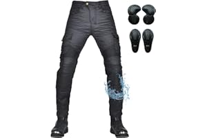 VOLERO JES-18 Léger Imperméable Enduit Pantalon Moto Homme Homologué, Classique Rétro Slim Coupe Vent Jean Moto Homme/Femme de Protection, Le Pants Convient à Toutes Les Saisons