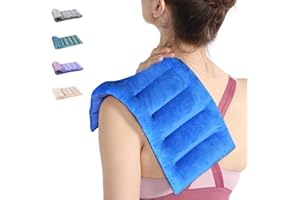 SuzziPad Microwavable Heating Pads for Neck and Shoulder Back Discomfort Reduction, 7x16 inches Heated Pad Microwave, Moist Hot Pack for Soothing Fatigue, Unscented Heat Packs, Sore Muscle, Navy Blue