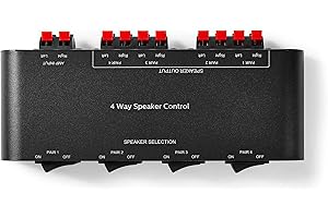 TronicXL - Conmutador de altavoces para 4 pares de altavoces, estéreo, 4 vías, analógico, interruptor de audio, interruptor, interruptor de entrada, suave interruptor de audio, altavoces, altavoz