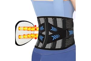 ANAMPION Ceintures Lombaires avec 5 Supports Métalliques, Légère et Respirante Ceinture Lombaire Sciatique avec Coussin Lombaire Amovible, Confort Ceinture Lombaire pour Homme et Femme (Noir, XL)