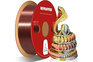 RepRapper Silk Triple Color PLA Filament 1.75mm Multicolour 3D Printer Filament PLA, Smooth Surface, 1kg/2.2lbs,Silk PLA Gold/Copper/Black