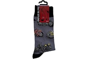 THE TIE STUDIO Vintage Motorbikes Unisex Novelty Grey Ankle Socks Adult Size 6-11