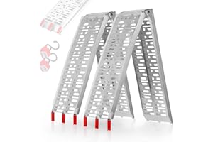 Jago® Rampa di Carico - Set da 1 o 2, Pieghevole, in Alluminio, Carico Massimo 340kg per Rampa, 227x30 cm, Portatile - Rampa di Accesso per Moto, Scooter, Quad, Trattorino, Furgone, Carrello (2 Rampe)