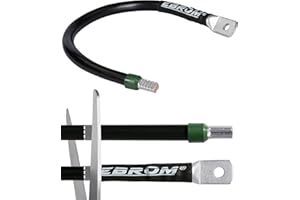 EBROM Batteriekabel Massekabel 35 mm² schwarz, komplett, 30 cm bis 10 m, viele Längen + Ringösen/Kabelschuhe M6/M8/M10/M12 + Aderendhülse gegenüber, Ihre Auswahl 35 mm2, 100 cm Kabelschuh M10 + Hülse