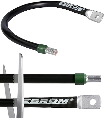 EBROM HI-FLEX batterijkabel 35 mm² zwart kant-en-klaar geconfectioneerd, vanaf 30 cm tot 10 m vele lengtes ringogen/kabelschoenen M8/M10/M12 combineerbaar 35 mm², uw keuze: 35 mm² 220 cm kabelschoen