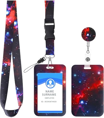 Tanjnj ID Badge Holder With Lanyard And Retractable Badge Reel Clip Card Name Tag Lanyard Vertical Id Protector Bage Clips Nurse Nursing Doctor Teacher Studen