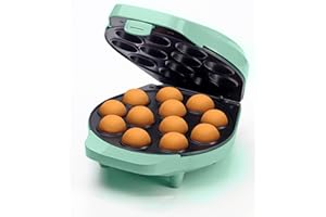 Bestron Gofrera para Cake-Pop's en Diseño Retro, Cake-Pop-Maker incl. Cake-Pop-Butler, Tenedor & 12 Cake-Pop-Sticks, con recubrimiento antiadherente, Colección Sweet Dreams, Color: Verde