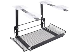 CUYACILI Plateau de Gestion des Câbles Chemins de Cables Paniers de Câble en Métal Tiroir sous le bureau Rangement Cable Bureau Stockage Caché Pas de Poinçonnage Forte Capacité Portante Noir