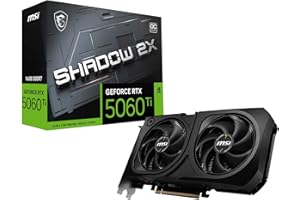 MSI GeForce RTX 5060 Ti 16G SHADOW 2X OC PLUS Graphics Card - RTX 5060 Ti GPU, 16GB GDDR7 (28Gbps/128-bit), PCIe 5.0 - Dual-Fan Thermal Design (2 x STORMFORCE FAN) - HDMI 2.1b, DisplayPort 2.1b