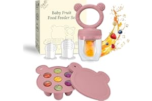 Zufio Grignoteuse bébé - sans BPA Tetine grignoteuse bébé 4M+ moule à glace au lait maternel conservation lait maternel - alimentateur de fruits en silicone (Pink)