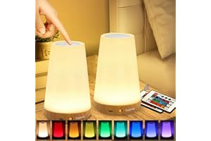 ‎TAIPOW Taipow LED Nachttischlampe Touch Dimmbar mit Fernbedienung, Rgb Farbwechsel Nachtlicht Kinder mit 13 Farben, kabellose Lampe Batteriebetrieben für Schlafzimmer Kinderzimmer Zimmer Room - 2 Stück