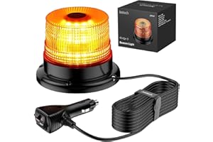 Justech 12/24V Flashing Beacon 40W 40 LED Emergency Warning Strobe Light Amber Strobe Lights 7 Flash Modes Waterproof with Magnetic Base for Truck Vehicle