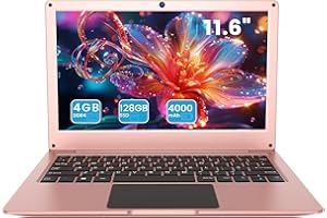 Azeyou 11.6 Inch Laptop, W-11 Pro System Laptops, 4GB DDR4 RAM, 128GB eMMC Storage Notebook, Celeron N4020C Processor, HD+ Display, Dual Speakers Desktop Computer-Rose Gold