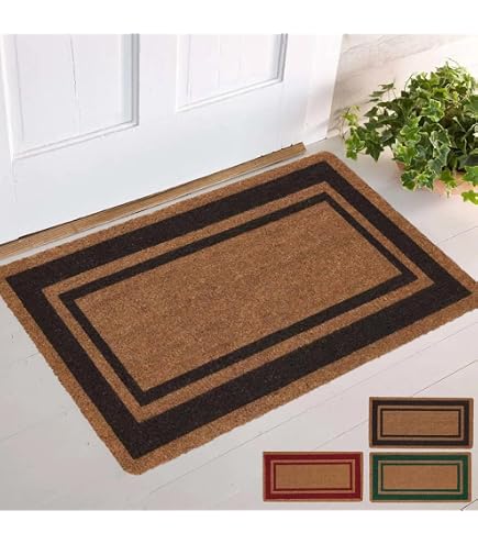 Zerbino In Fibra Di Cocco Naturale Con Fondo In Vinile – 45x80 Cm – Colore Rosso Brillante, Resistente E Antiscivolo