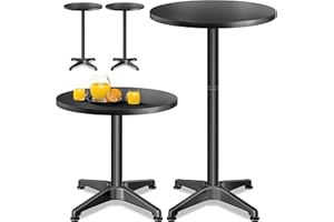 CASARIA® 2x 2in1 Height Adjustable Bar Table | 70 x 115 cm Aluminum Stainless Steel Round Weatherproof Outdoor Indoor Camping Bistro Table | Garden Balcony Patio Furniture | Black