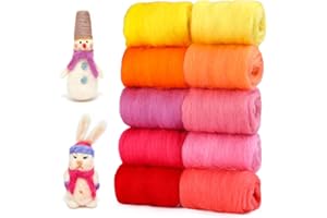 DEUDY 10 Colori da 15 Grammi Lana per Infeltrimento, Set di Lana di Pecora, Lana per infeltrimento, Lana per Infeltrire per infeltrimento Forniture Artigianali Fai-da-Te Principianti (Estate)