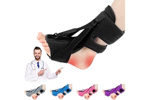 DERJLY Plantarfasziitis-Nachtschiene, Verbesserte 3 verstellbare Riemen Entlastungsschiene, Nachtschienen, Plantarfasziitis-Bandage mit weichem Memory-Schaumstoff-Pad (Schwarz)