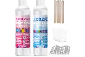 HXDZFX Epoxy Resin Transparente 9.7oz/250ml Kit – 1: 1 Ratio Revêtement en résine époxy cristalline pour bois, bar, table, fabrication de bijoux, décoration artisanale