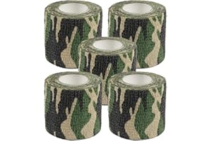 GLARAY Camo Wrap Klebeband Militär Armee Tarnung Klebeband Klammer für Schrotflinten Jagd Camping, Selbstklebende schutz stretch verband rolle, Vliesstoff, 15ft Länge x 2 Zoll Breite, 5er-Pack
