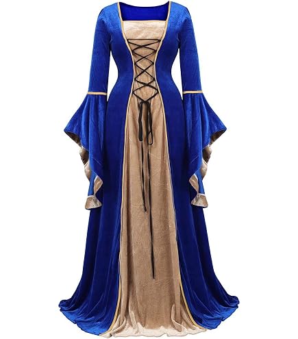 W WIDMANN MILANO Disfraz Infantil De Dama Del Renacimiento – Vestido Azul Con Tocado, Mangas Abullonadas Y Adornos Dorados, Para Niñas De 11 A 13 Años (158 Cm)