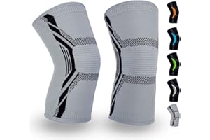 Ioggtser Knieorthese für Frauen und Männer, 2 Packungen Kniekompressionsmanschetten für Knieschmerzen, Arthritis, Linderung von Gelenkschmerzen, Knieschützer zum Laufen(M, Gray-Black)