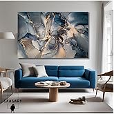 Gaagart Single Horizontal Marble Look Abstract Canvas Living Room Wall Painting, 120 X 80